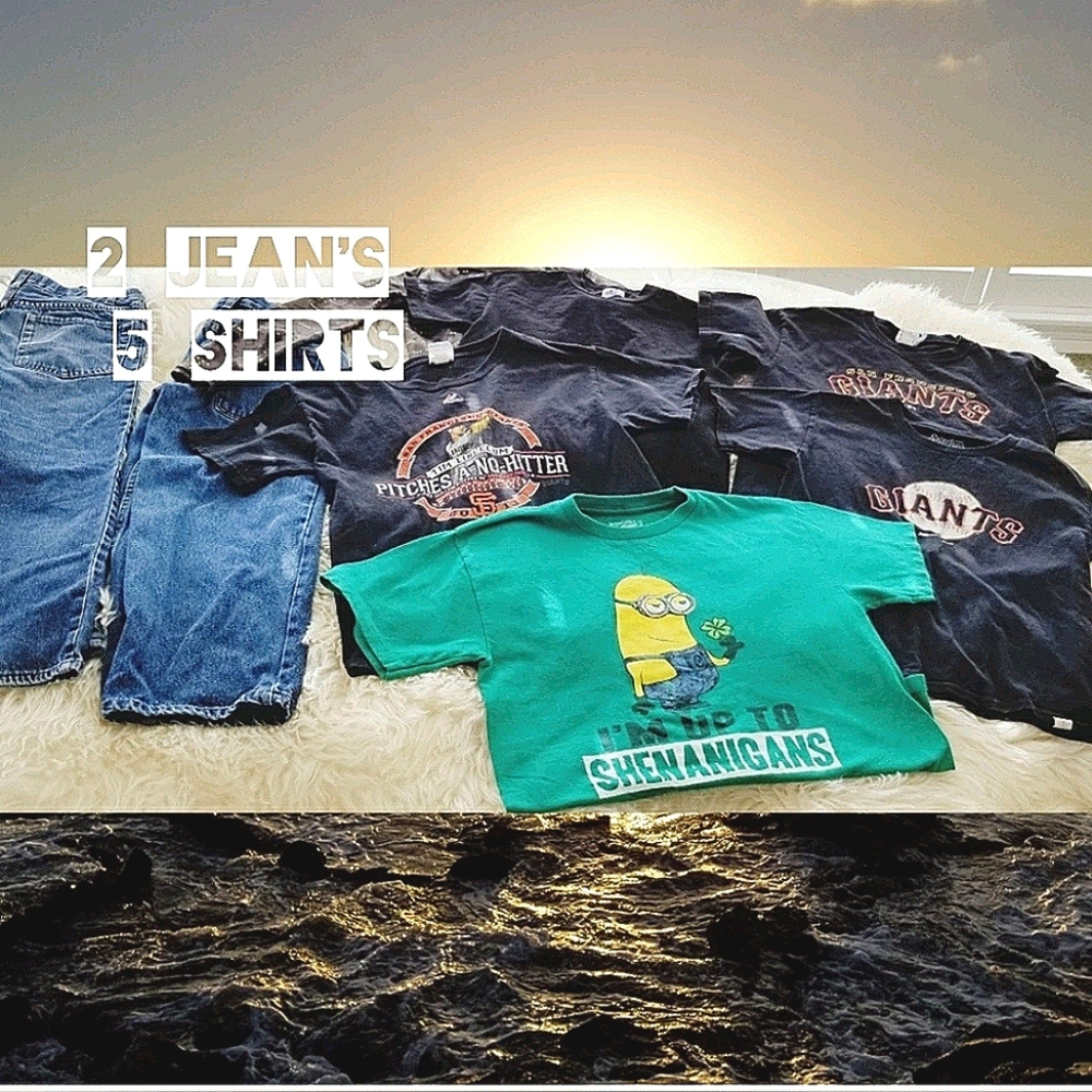 2 Pairs of Jeans size 8R, & 5 tee-Shirts sz Sm/ Me